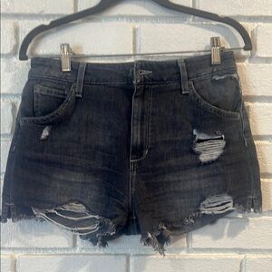 Joe's Jeans Black/Gray Distressed Bella high rise Jean Shorts Raw Hem